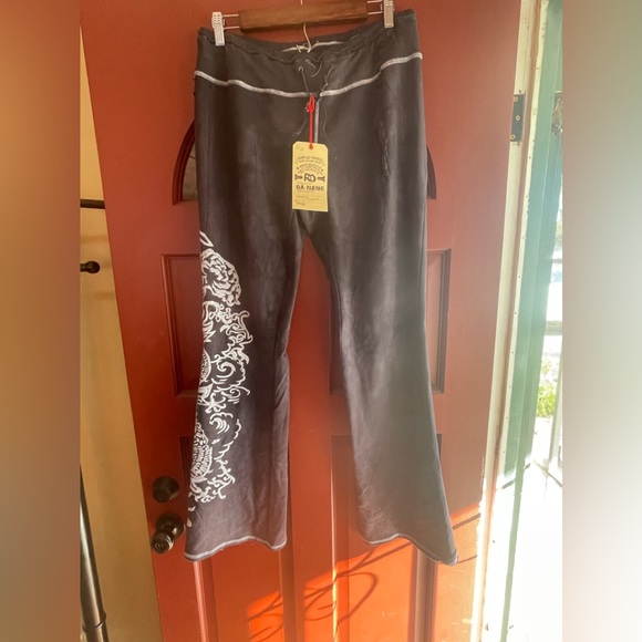 Da-Nang Pants - NWT DA-NANG faded black embroidered embellished 100% cotton sweatpants